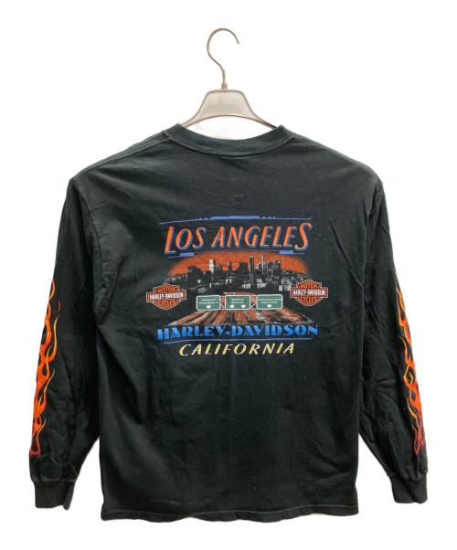 HARLEY-DAVIDSON（ハーレーダビッドソン）HARLEY-DAVIDSON (ハーレーダビッドソン) 袖フレイムカットソー ブラック サイズ:SIZE Lの古着・服飾アイテム