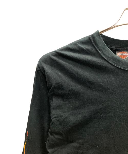 HARLEY-DAVIDSON（ハーレーダビッドソン）HARLEY-DAVIDSON (ハーレーダビッドソン) 袖フレイムカットソー ブラック サイズ:SIZE Lの古着・服飾アイテム