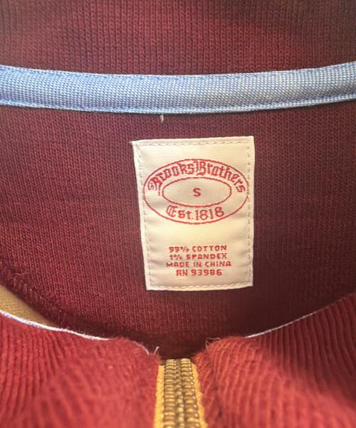 BROOKS BROTHERS（ブルックスブラザーズ）BROOKS BROTHERS (ブルックスブラザーズ) コットン フレンチリブGFロゴ ハーフジップ モックネックプルオーバー ブラウン サイズ:Ｓの古着・服飾アイテム
