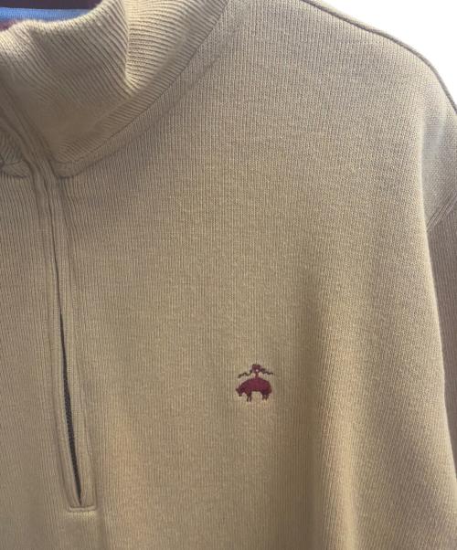 BROOKS BROTHERS（ブルックスブラザーズ）BROOKS BROTHERS (ブルックスブラザーズ) コットン フレンチリブGFロゴ ハーフジップ モックネックプルオーバー ブラウン サイズ:Ｓの古着・服飾アイテム