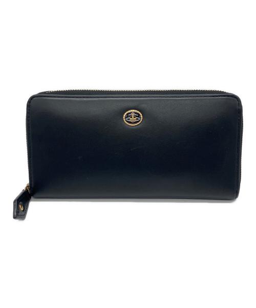 Vivienne Westwood（ヴィヴィアンウエストウッド）Vivienne Westwood (ヴィヴィアンウエストウッド) VINTAGE ORB ZIP LONG LEATHER WALLET ブラックの古着・服飾アイテム