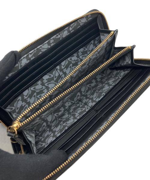 Vivienne Westwood（ヴィヴィアンウエストウッド）Vivienne Westwood (ヴィヴィアンウエストウッド) VINTAGE ORB ZIP LONG LEATHER WALLET ブラックの古着・服飾アイテム