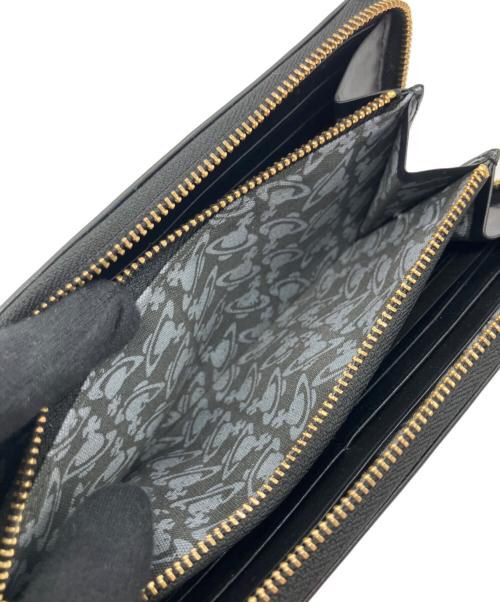 Vivienne Westwood（ヴィヴィアンウエストウッド）Vivienne Westwood (ヴィヴィアンウエストウッド) VINTAGE ORB ZIP LONG LEATHER WALLET ブラックの古着・服飾アイテム