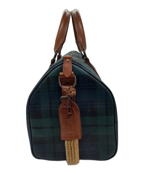 POLO RALPH LAUREN（ポロ・ラルフローレン）POLO RALPH LAUREN (ポロ・ラルフローレン) ミニボストンバッグ グリーン×ブラック×ブラウンの古着・服飾アイテム