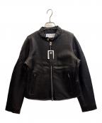 JEANASISジーナシス）の古着「ラムレザーライダースジャケット」｜ブラック