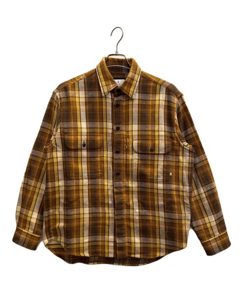 colony clothing（コロニークロージング）colony clothing (コロニークロージング) 長袖シャツ ブラウン×イエロー サイズ:46の古着・服飾アイテム