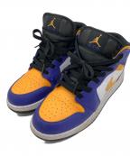 NIKEナイキ）の古着「GS Air Jordan 1 Mid」｜ホワイト×パープル×オレンジ