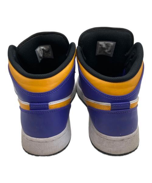 NIKE（ナイキ）NIKE (ナイキ) GS Air Jordan 1 Mid ホワイト×パープル×オレンジ サイズ:	SIZE 24.5cmの古着・服飾アイテム