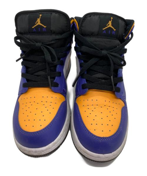NIKE（ナイキ）NIKE (ナイキ) GS Air Jordan 1 Mid ホワイト×パープル×オレンジ サイズ:	SIZE 24.5cmの古着・服飾アイテム