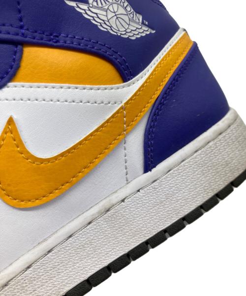 NIKE（ナイキ）NIKE (ナイキ) GS Air Jordan 1 Mid ホワイト×パープル×オレンジ サイズ:	SIZE 24.5cmの古着・服飾アイテム