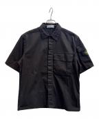 STONE ISLANDストーンアイランド）の古着「STRETCH ORGANIC COTTON TWILL SHORT SLEEVE SHIRT」｜ブラック