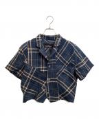 tricot COMME des GARCONSトリココムデギャルソン）の古着「リネン半袖シャツ」｜ネイビー