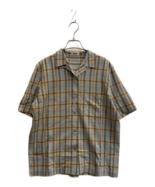 ISSEY MIYAKE（イッセイミヤケ）ISSEY MIYAKE (イッセイミヤケ) 半袖シャツ ブルー×ベージュ サイズ:Мの古着・服飾アイテム