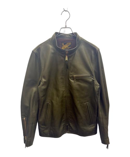 Y'2 leather（ワイツーレザー）Y'2 leather (ワイツーレザー) STEER OIL SINGLE BREASTED MOTORCYCLE JACKET シングルライダースジャケット グリーン サイズ:40の古着・服飾アイテム
