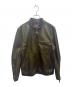 Y'2 leather（ワイツーレザー）の古着「STEER OIL SINGLE BREASTED MOTORCYCLE JACKET シングルライダースジャケット」｜グリーン