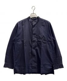 ISSEY MIYAKE（イッセイミヤケ）の古着「ノーカラーシャツ」｜ネイビー