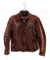 VANSON（バンソン）の古着「Skull Design Riders Jacket」｜ブラウン