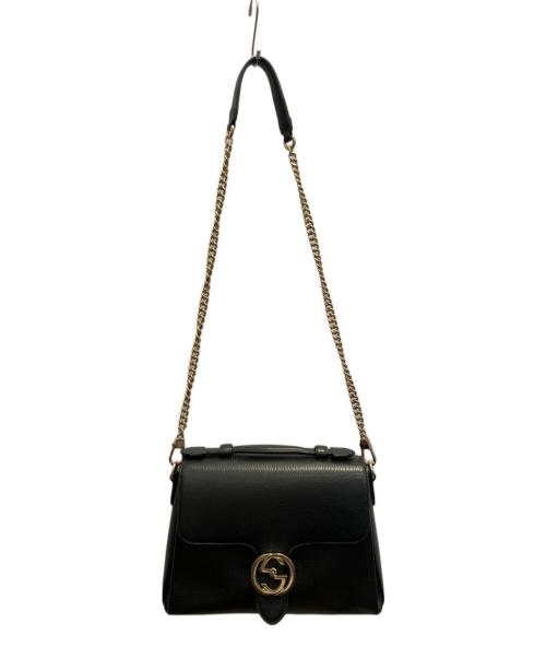 GUCCI（グッチ）GUCCI (グッチ) インターロッキング 2WAYバッグ ブラックの古着・服飾アイテム