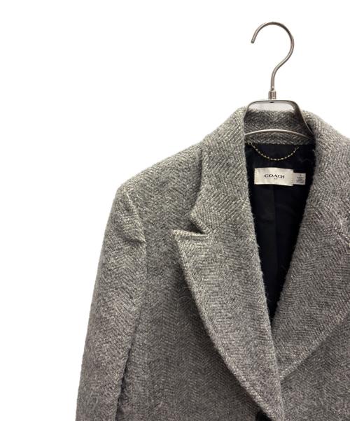 COACH（コーチ）COACH (コーチ) アルパカ混 ミックスツイードシングルコート グレー サイズ:2の古着・服飾アイテム