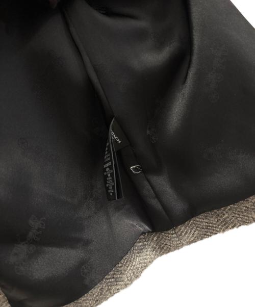 COACH（コーチ）COACH (コーチ) アルパカ混 ミックスツイードシングルコート グレー サイズ:2の古着・服飾アイテム