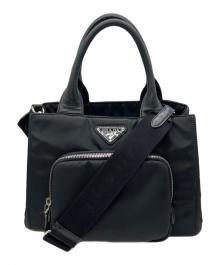 PRADA（プラダ）の古着「ReNylon前ポケ付ハンドバッグ」｜ブラック