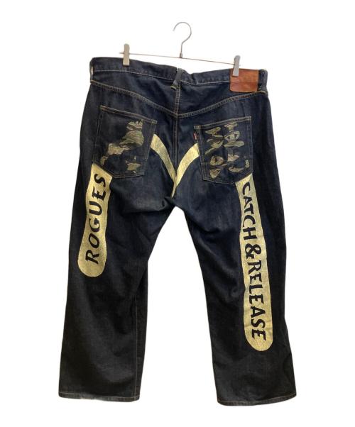 EVISU（エヴィス）EVISU (エヴィス) カモメペイントデニムパンツ インディゴ サイズ:106cm(W42)の古着・服飾アイテム