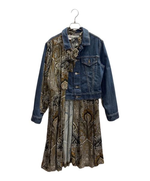 JUNYA WATANABE COMME des GARCONS（(ジュンヤワタナベ コムデギャルソン）JUNYA WATANABE COMME des GARCONS ((ジュンヤワタナベ コムデギャルソン) ペイズリーワンピースドッキングデニムジャケット インディゴ サイズ:XSの古着・服飾アイテム