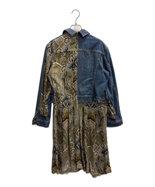 JUNYA WATANABE COMME des GARCONS（(ジュンヤワタナベ コムデギャルソン）JUNYA WATANABE COMME des GARCONS ((ジュンヤワタナベ コムデギャルソン) ペイズリーワンピースドッキングデニムジャケット インディゴ サイズ:XSの古着・服飾アイテム