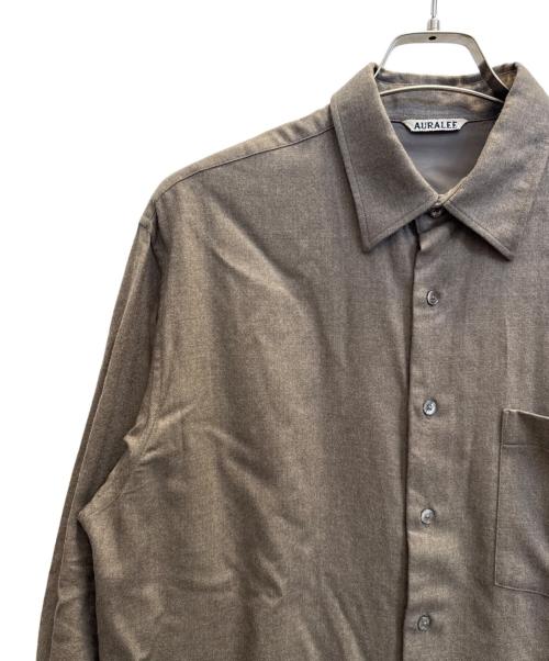 AURALEE（オーラリー）AURALEE (オーラリー) SUPER LIGHT WOOL SHIRT ブラウン サイズ:3の古着・服飾アイテム