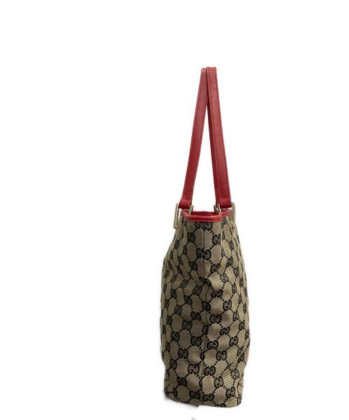 GUCCI（グッチ）GUCCI (グッチ) ミニトートバッグ レッド×ブラウンの古着・服飾アイテム