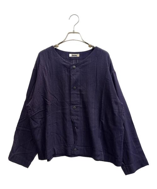 inn ISSEY MIYAKE（イッセイミヤケ）inn ISSEY MIYAKE (イッセイミヤケ) ノーカラーシャツ ネイビー サイズ:Мの古着・服飾アイテム