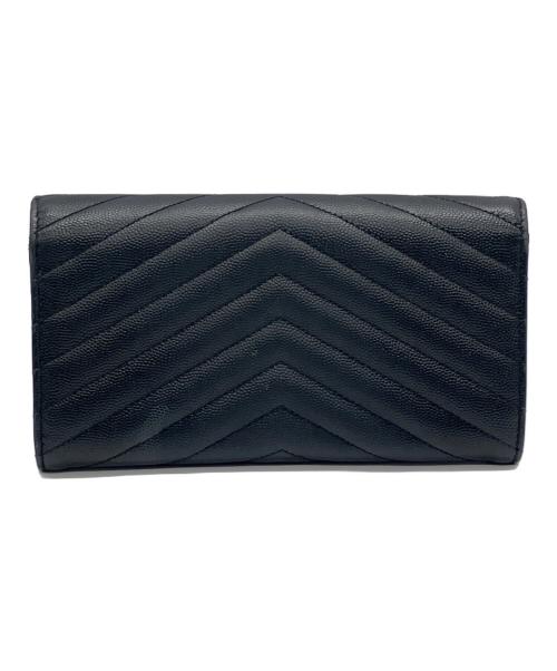 Saint Laurent Paris（サンローランパリ）Saint Laurent Paris (サンローランパリ) ラージフラップ Vステッチ 長財布 ブラックの古着・服飾アイテム
