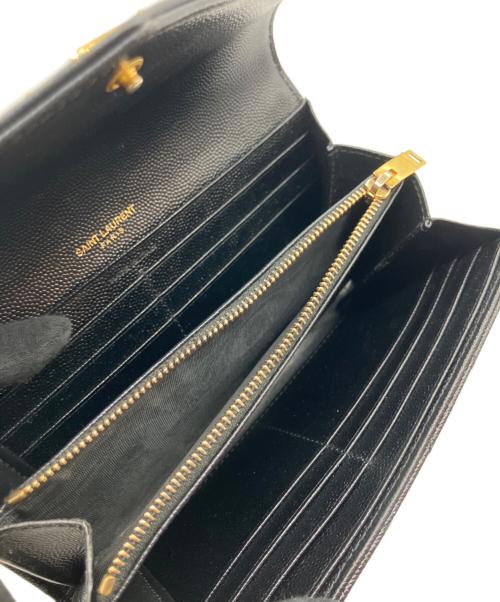 Saint Laurent Paris（サンローランパリ）Saint Laurent Paris (サンローランパリ) ラージフラップ Vステッチ 長財布 ブラックの古着・服飾アイテム