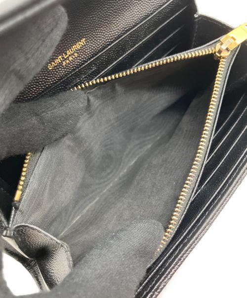 Saint Laurent Paris（サンローランパリ）Saint Laurent Paris (サンローランパリ) ラージフラップ Vステッチ 長財布 ブラックの古着・服飾アイテム