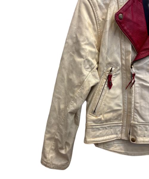 Langlitz Leathers（ラングリッツレザー）Langlitz Leathers (ラングリッツレザー) 80'sダブルライダースジャケット ホワイト×レッド サイズ:不明の古着・服飾アイテム
