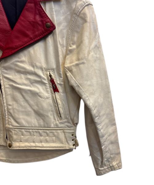 Langlitz Leathers（ラングリッツレザー）Langlitz Leathers (ラングリッツレザー) 80'sダブルライダースジャケット ホワイト×レッド サイズ:不明の古着・服飾アイテム