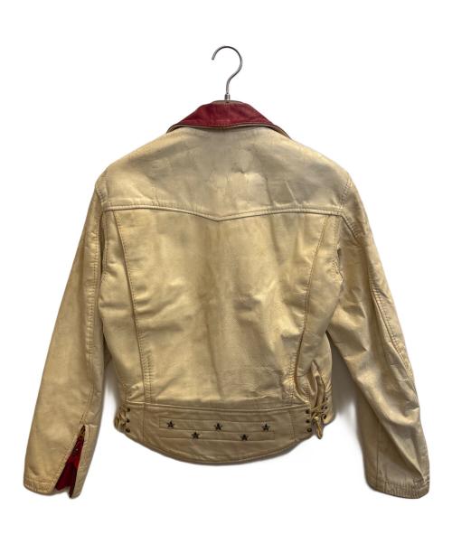 Langlitz Leathers（ラングリッツレザー）Langlitz Leathers (ラングリッツレザー) 80'sダブルライダースジャケット ホワイト×レッド サイズ:不明の古着・服飾アイテム