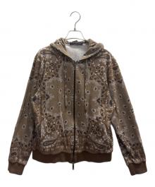 ETRO（エトロ）の古着「総柄ジップパーカー」｜ブラウン