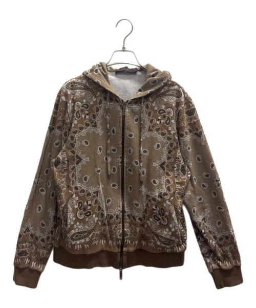 ETRO（エトロ）ETRO (エトロ) 総柄ジップパーカー ブラウン サイズ:Мの古着・服飾アイテム