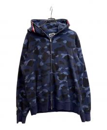A BATHING APE（アベイシングエイプ）の古着「COLOUR CAMO SHARK FULL ZIP HOODIE」｜ブルー