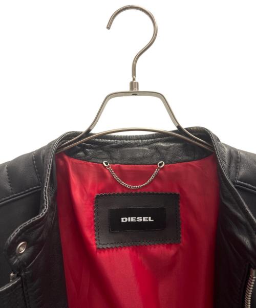 DIESEL（ディーゼル）DIESEL (ディーゼル) シングルライダースジャケット ブラック サイズ:Ｌの古着・服飾アイテム