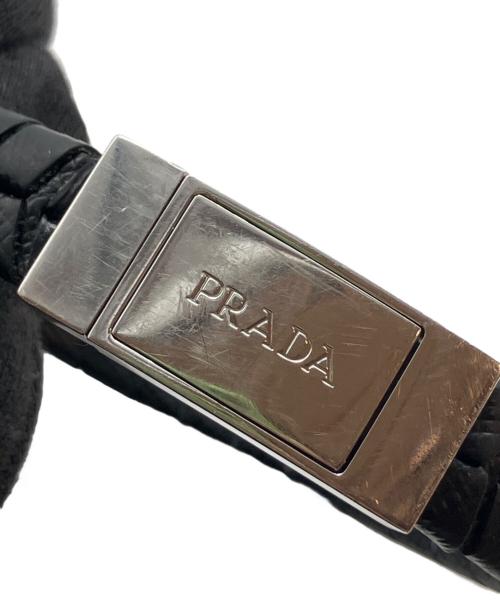 PRADA（プラダ）PRADA (プラダ) レザーブレスレット ブラックの古着・服飾アイテム