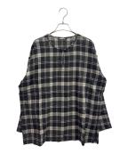 ISSEY MIYAKE PERMANENTEイッセイミヤケ ペルマネンテ）の古着「ノーカラーシャツ」｜ホワイト×ブラック
