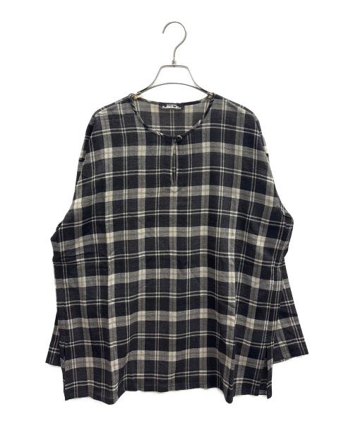 ISSEY MIYAKE PERMANENTE（イッセイミヤケ ペルマネンテ）ISSEY MIYAKE PERMANENTE (イッセイミヤケ ペルマネンテ) ノーカラーシャツ ホワイト×ブラック サイズ:Мの古着・服飾アイテム