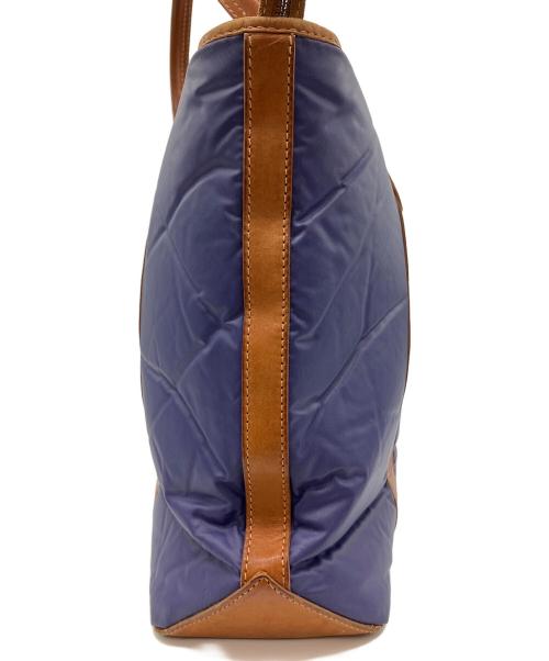 HUNTING WORLD（ハンティングワールド）HUNTING WORLD (ハンティングワールド) レザー切替トートバッグ ネイビー×ブラウンの古着・服飾アイテム