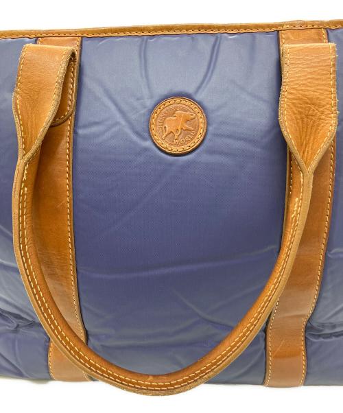 HUNTING WORLD（ハンティングワールド）HUNTING WORLD (ハンティングワールド) レザー切替トートバッグ ネイビー×ブラウンの古着・服飾アイテム