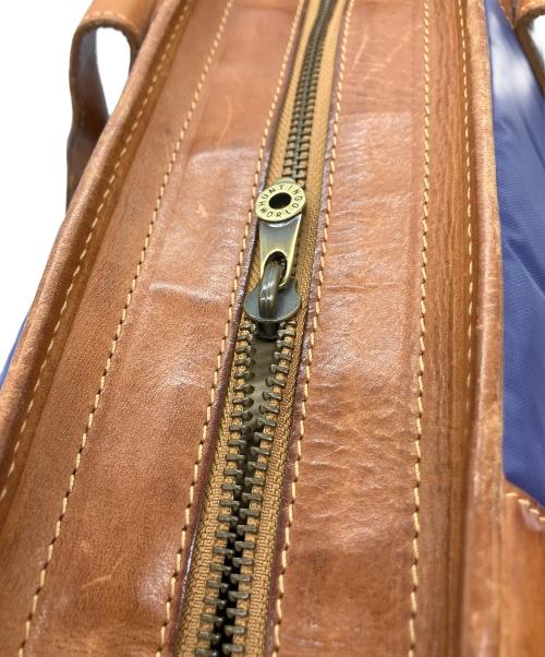 HUNTING WORLD（ハンティングワールド）HUNTING WORLD (ハンティングワールド) レザー切替トートバッグ ネイビー×ブラウンの古着・服飾アイテム