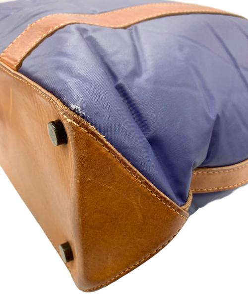 HUNTING WORLD（ハンティングワールド）HUNTING WORLD (ハンティングワールド) レザー切替トートバッグ ネイビー×ブラウンの古着・服飾アイテム