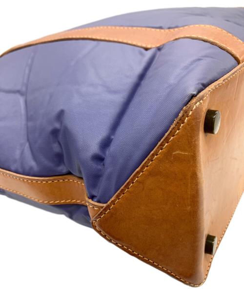 HUNTING WORLD（ハンティングワールド）HUNTING WORLD (ハンティングワールド) レザー切替トートバッグ ネイビー×ブラウンの古着・服飾アイテム