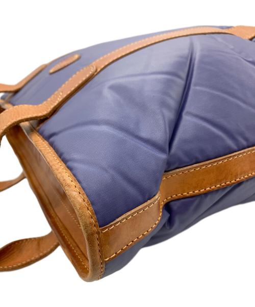 HUNTING WORLD（ハンティングワールド）HUNTING WORLD (ハンティングワールド) レザー切替トートバッグ ネイビー×ブラウンの古着・服飾アイテム